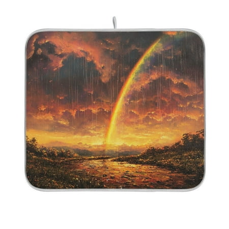 

BZSMCE Dish Drying Mat Rainbow After Rain Design Drying Mats