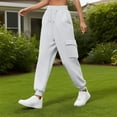thumbnail image 6 of Womens Jogger Pants with Multi Pockets Cotton Fleece Drawstring Elastic Waist Cinch Bottom Cargo Sweatpants Loose (M, White), 6 of 6