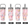 thumbnail image 5 of 30 oz Easter Bunny Travel Tumbler Gifts for Girls, Insulated Stainless Steel Cup with Handle, Purple Easter Egg Pattern, Vacuum Sealed (Pink), 5 of 6
