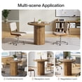 thumbnail image 7 of Finmind 31.5-inch Round Conference Table for 2-4, Small Meeting Table with Sturdy Base, Office Desk, Reception Desk for Lounge, Brown, 7 of 7
