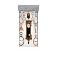 thumbnail image 2 of Clock Bedding Set with Sheet & Covers, Vintage Styled Clocks Arrangement Old Fashioned Pattern in Antique Theme Design, Printed Bedroom Decor 2 Shams, 4 Sizes, Umber and Beige, by Ambesonne, 2 of 3