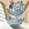thumbnail image 6 of Plastic Fruit Tray with Petal Design 10.2 Inch Hollow Ventilation Snack Serving Platter for Living Room Coffee Table Home Decor(Blue), 6 of 6