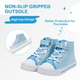 thumbnail image 4 of Kids Toddler Sneakers for Girls High Top Walking Canvas Shoes with Easy Wear Strap, Blue Stars PU, Size 12, 4 of 5