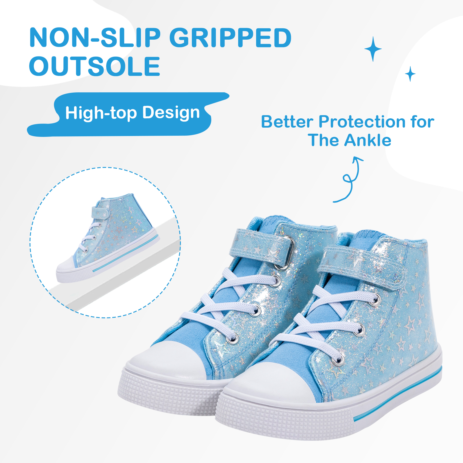 Kids High-Top Canvas Sneakers with Hook-and-Loop Straps photo 4