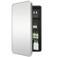 thumbnail image 6 of FUMANGO 16x26 Inch Black Metal Frame Wall Mounted Recessed Bathroom Medicine Cabinet with Mirror, Rounded Rectangular Medicine Cabinet, 6 of 9