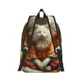 thumbnail image 2 of Honeii Haystack Meditating Cat Print Canvas College Laptop Backpack, Durable Rucksack Travel Notebook Bag School Backpack Book Bag for Men Women-Small, 2 of 7