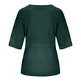 thumbnail image 5 of Blusa de manga media con cuello redondo lisa y casual para mujer: top de poliéster transpirable para el día a día o el trabajo, ligero y resistente a las arrugas, 5 of 5