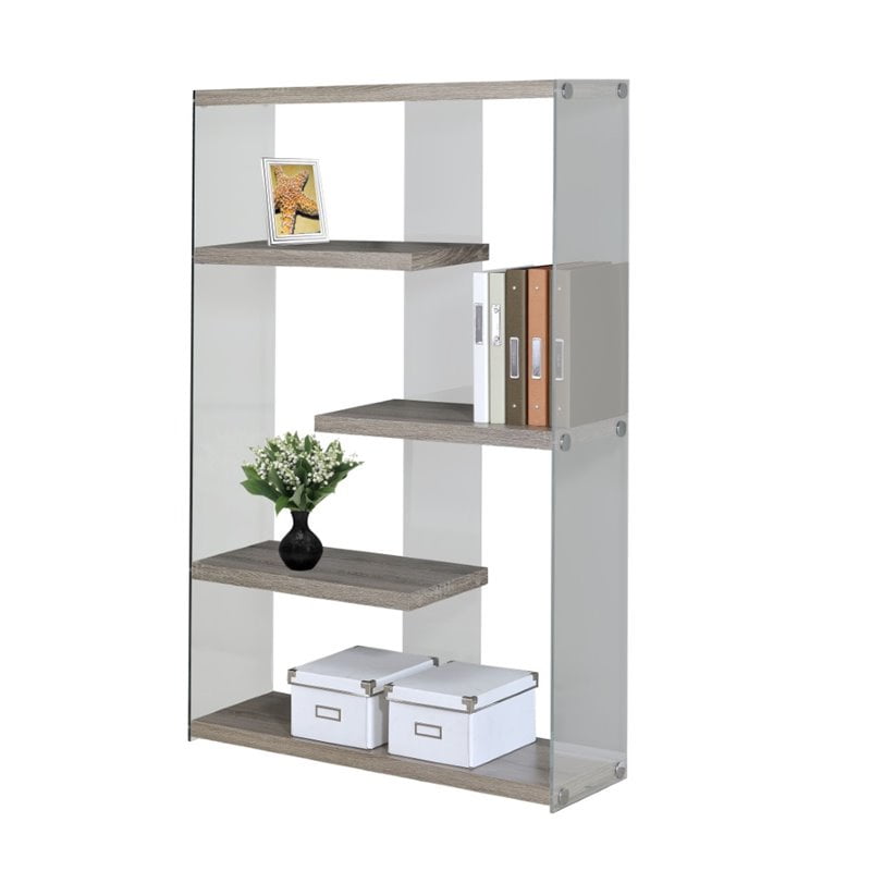Monarch Specialties Inc. Reclaimed-Look / Tempered Glass 60'' Accent Shelves