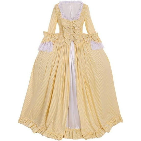 Women's Colonial Georgian Rococo Yellow Dress 18th Century Marie Antoinette Rococo Gown Dress