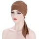 thumbnail image 4 of Gorro de cola larga de lino de cristal de color sólido, pañuelo para la cabeza simple multicolor, gorro de quimioterapia, 4 of 6
