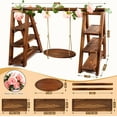 thumbnail image 3 of 3 Tier Wooden Cupcake Stand with Swing and Flower Decoration, Large Dessert Stands with Serving Tray, Removable Trays,  (Dark Brown), 3 of 7