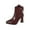 Wine, variant on Dasayo Beige Womens Boots Ankle Wide Calf Pointed Toe Block Heel Dress Cozy Faux Leather Boots Women Shoes 36