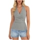 thumbnail image 1 of Tops Casuales sin Mangas para las Mujeres V Cuello Blusa Plegado Vendaje Suéter de Verano Damas Camisa Diaria, 1 of 9