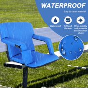 Wide Stadium Seat for Bleachers Reclining Stadium Chair w/Blue Cushion