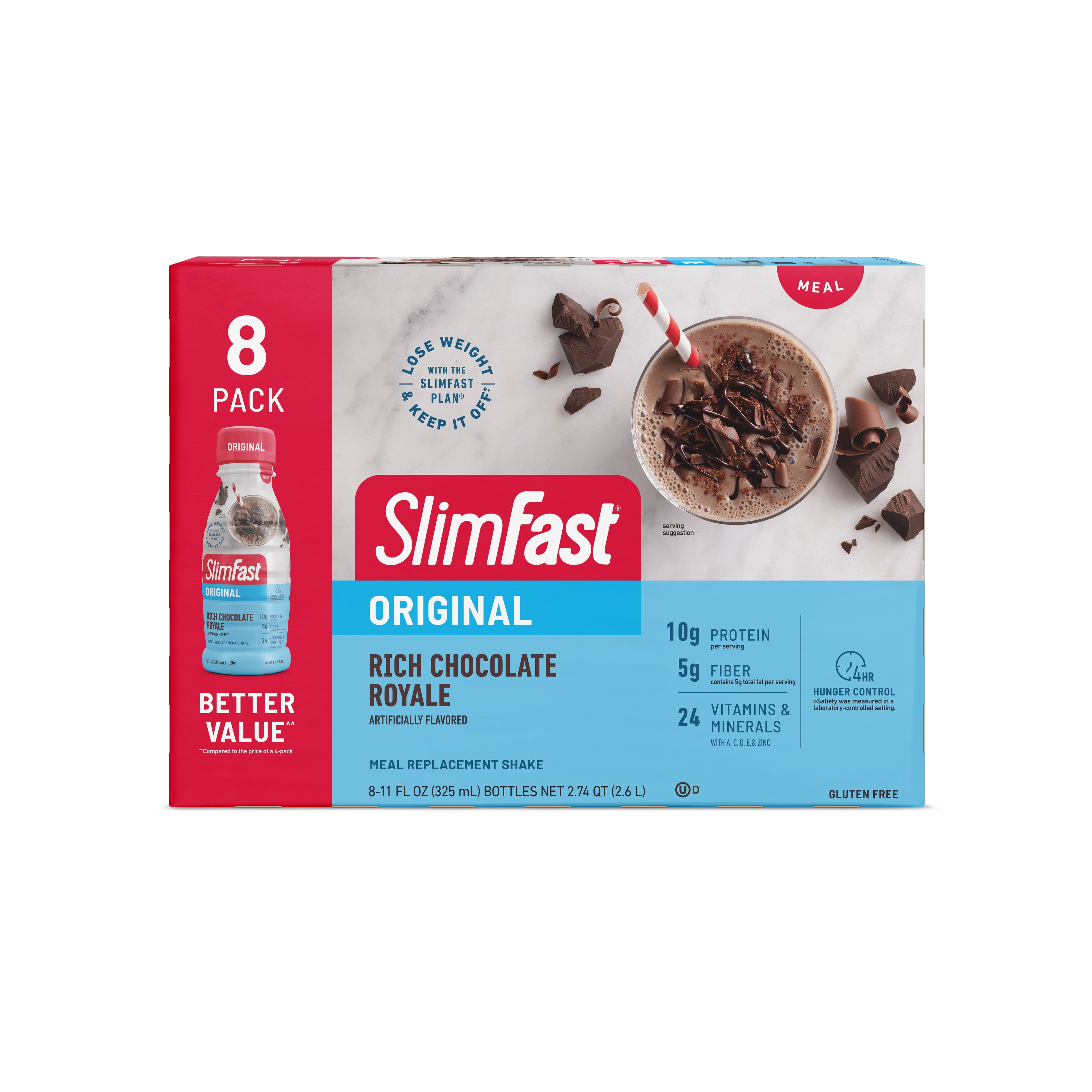 SlimFast Original Rich Chocolate Royale Meal Replacement Shake, 8 Ct