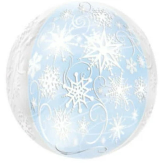 16 inch ORBZ - SNOWFLAKES • Long Lasting Orbz Spherical Balloon • Party Supplies Decorations