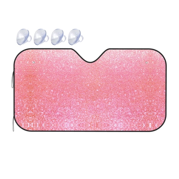 Fuzoiu Sparkly Pink Glitter Print Car Windshield Sunshade,Foldable Reflective Sun Visor,Windshield Sun Shade,UV Rays Sun Visor Shade,Auto Front Sun Shield Shade-Small