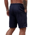 thumbnail image 6 of hlysgo Mens Textured Shorts Old Money Casual Elastic Waist Drawstring Short Beach Vacation Summer Stretch Comfy Short with Pockets Navy,S, 6 of 6