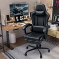 thumbnail image 6 of Furmax High Back Massage Gaming Chair with Footrest PU Carbon Fiber Leather Racing Computer Chair with Lumbar Support Ergonomic Office Chairs, Black, 6 of 7