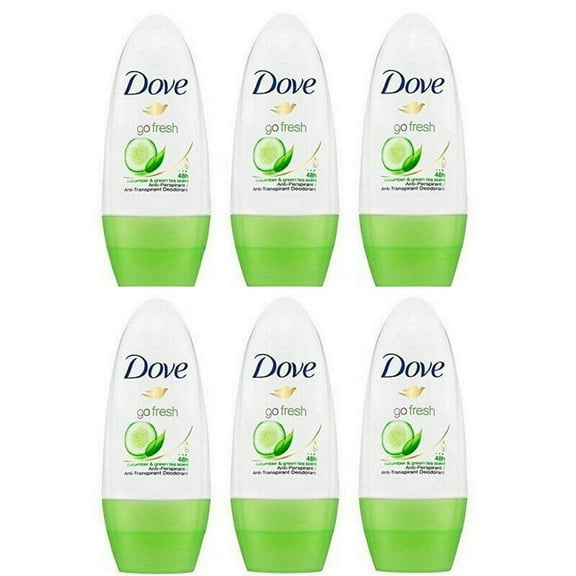 6 x Dove Go Fresh Cucumber & Green Tea Roll On 48 HR Anti perspirant Deodorant 50ML