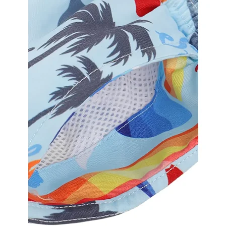 

GEDER-F Boys Casual Cute Cartoon Trunks With Shark Print Quick Dry Drawstrings Swimming Shorts For Summer Outdoor Beach