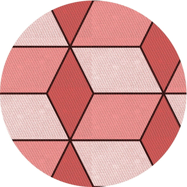 Ahgly Company Machine Washable Indoor Round Transitional Grapefruit Red Area Rugs, 8' Round