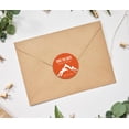 thumbnail image 2 of Darling Souvenir Round 45 Pcs Snowy Mountain Save The Date Stickers Personalized Bride Groom Names And Date Envelope Seals - Orange, 2 of 4