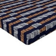 thumbnail image 2 of Ambesonne Ethnic Fitted Sheet, Horizontal Irregular Stripes, Twin XL Size, Indigo Ginger White, 2 of 3