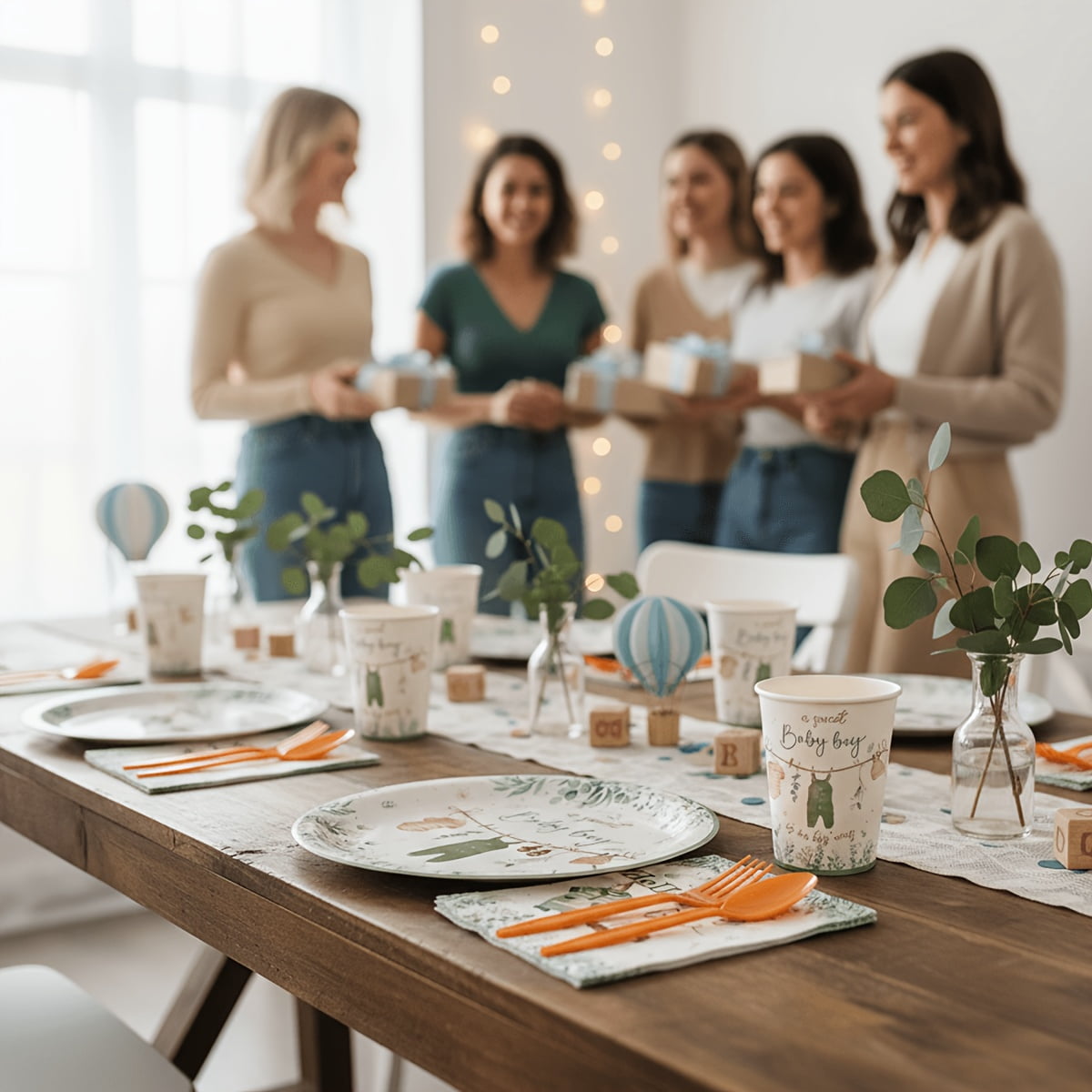 336pcs Complete Baptism & Christening Party Supplies - Disposable Dinnerware Set for 48 Guests with Green Sage Theme Plates, Cups, Napkins & Cutlery - All-in-One for Showers, Religious Celebrations