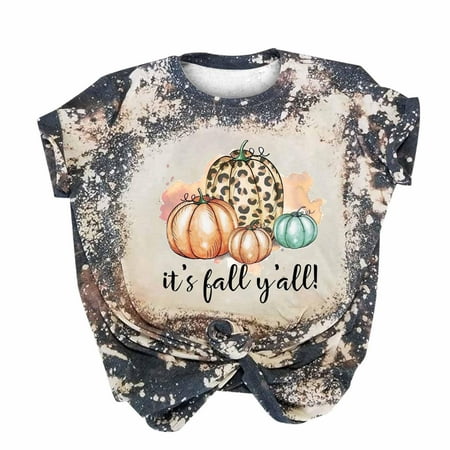 AJTQTH Hello Fall Shirts for Kids Boys Girls Casual Short Sleeve Bleached Pullover Tops Loose Fit Comfy Holiday Pumpkin Graphic Gift Tees T-Shirt Multicolor#07 3-4 Years