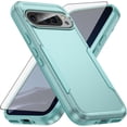thumbnail image 1 of KOMI Phone Case Compatible with Google Pixel 9/9 Pro 5G Tempered Glass Screen Protector Cover and Slim Thin Hybrid Full Body Protective Mobile Cell Accessories Pixel9 9Pro Nine Women Men Green, 1 of 5
