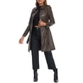 thumbnail image 2 of INSPIRE CHIC Faux Leather Long Jacket for Women's Lapel Slim Fit Long Sleeve Zip Coats, 2 of 6
