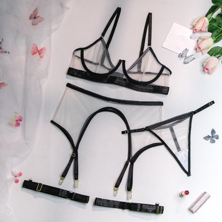 HHH INS Sexy Lingerie Contrast Color Sexy Push up See-through Generation