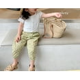 thumbnail image 4 of ContiKids Little Girls Floral Banding Baggy Jogger Pants Flower Pattern Comfortable Harem Trousers Green 6-7 Years, 4 of 5