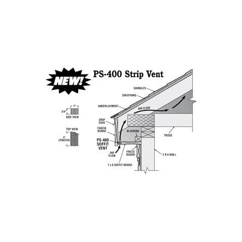 Soffit Strip Vent PS-400 (1″ x 3/4″ x 4′, Black, 48)