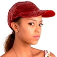 thumbnail image 2 of Womens Glitter Sequin Cap - Elastic Fit Baseball Hat - Red, 2 of 5