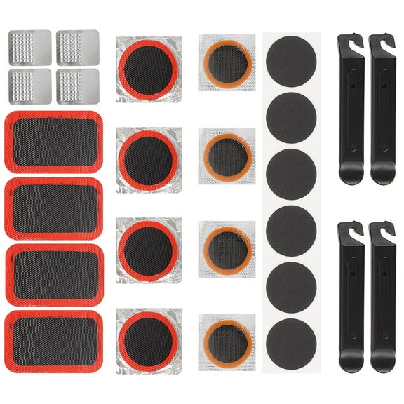 KAKOWELY 1Set Complete Repair Kit Metal for Road Bike Tire Repair Patches Emergency Repairs