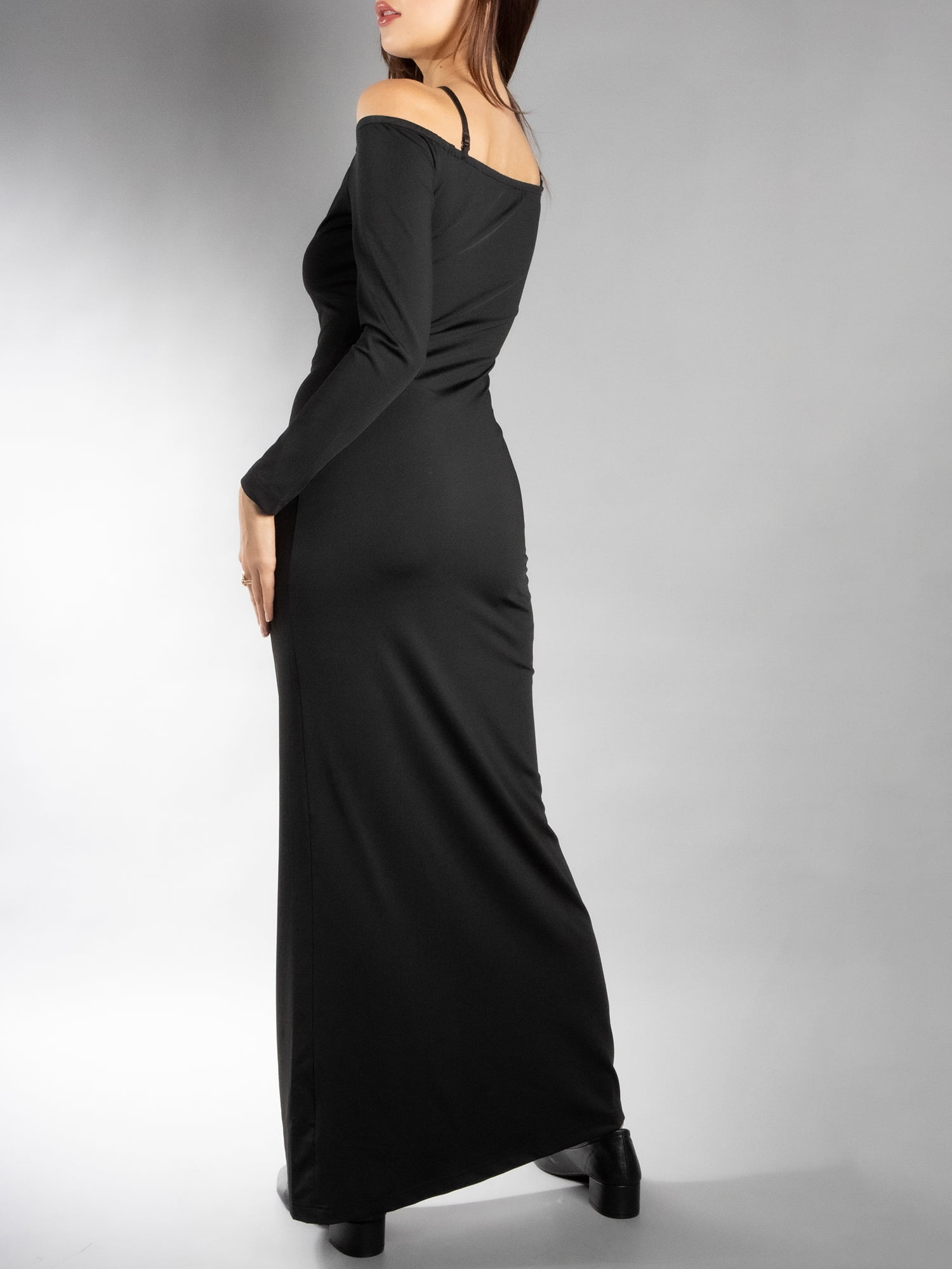 DARING DIVA Women's Stylish Bodycon Off Shoulder Maxi Dress L Black