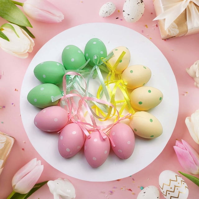 Decoraciones de Pascua, adornos de Pascua, regalos de Pascua, 12 piezas de huevos moteados de Pascua, decoraciones de huevos de Pascua, huevos de Pascua para rellenos de cestas de fiesta, decoración d