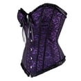 thumbnail image 2 of Corset Tops for Women Floral Lace Corset Bustier Plus Size Overbust Corset Purple 6XL, 2 of 5