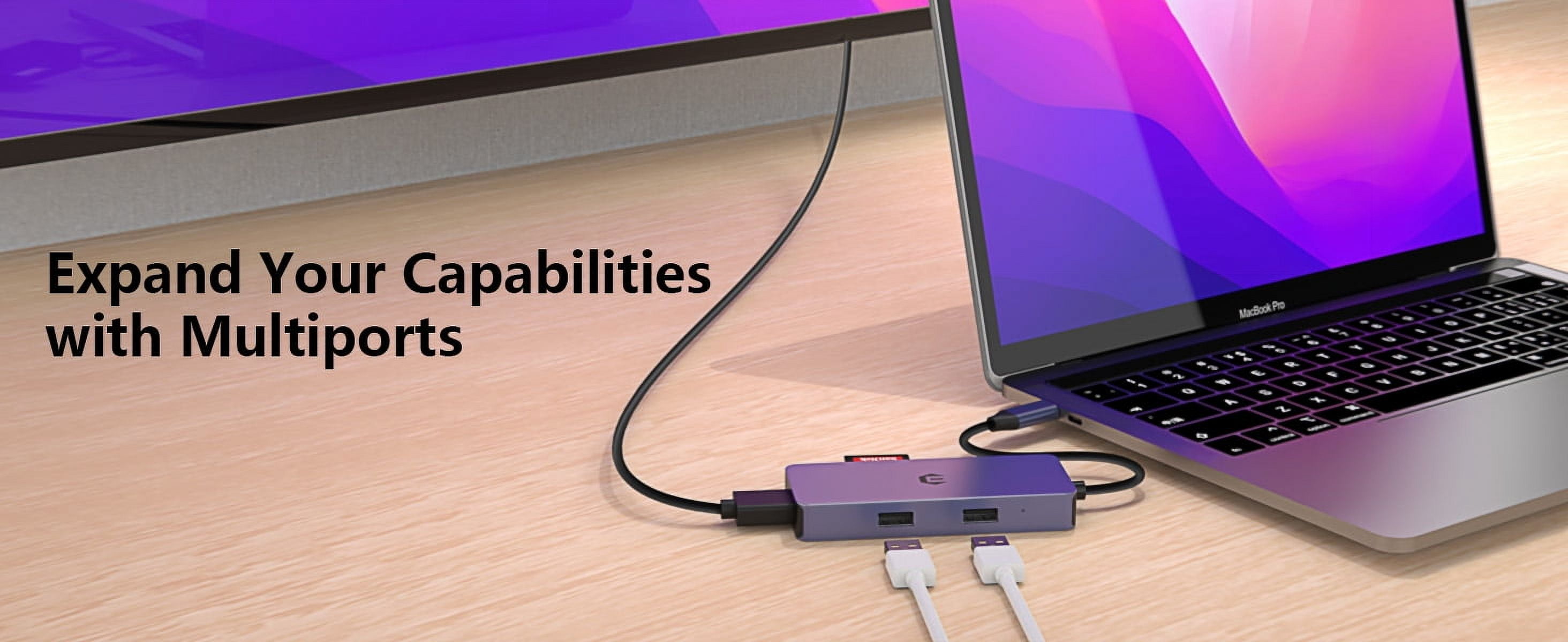 USB C Hub Multiport Adapter, 6-in-1 USB C Hub with 4K HDMI Output, 3. 0 USB-A Ports, SD Micro SD Card Reader, Type C Power Delivery, for Chromebook Pixel