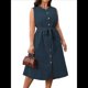 thumbnail image 4 of Vestidos de Verano de Talla Grande - Vestido Informal Sin Mangas con Cuello Redondo y Botones para Mujer Azul Oscuro 4XL, 4 of 10