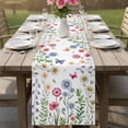 thumbnail image 4 of Spring Floral Table Runner - 108 Inch Long Pink Blue Flowers Botanical Butterflies Cotton and Linen Blended Dress Scarves Farmhouse Table Runner for Kitchen Dining, Coffee Table, 13" x 108", 4 of 8