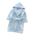 thumbnail image 1 of Qudderr 2-8Y Kids Toddler Hooded Robe Boys Girls Flannel Soft Night-Robe Baby Unisex Fall Winter Print Sleepwear, 1 of 6