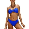 thumbnail image 1 of Women Low Waisted Bikini Set Paneled Straps Swimsuits Sexy Two Piece Swimwear, 1 of 5