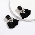 thumbnail image 6 of Opolski Women Exaggerated Water Drop Rhinestone Fan Shape Tassel Stud Earrings Jewelry, 6 of 8