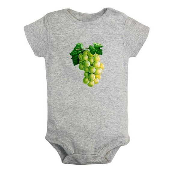 Fruit Grape Image Print Rompers For Babies, Newborn Baby Unisex Bodysuits, Infant Jumpsuits, Toddler 0-24 Months Kids One-Piece Oufits (Gray, 0-6 Months)