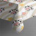 thumbnail image 3 of Beige Wave Cow Flower Pattern Rectangle Tablecloth 60"x84",Waterproof Polyester Rectangle Table Cloth, Wipeable Spillproof Polyester Tablecloth for Dining, Camping, Indoor and Outdoor, 3 of 5