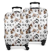 Bulldog Dog and Footprints Luggage Cover Fashion Suitcase Cover Baggage Covers Fit 25-28 Inch Luggage (Go Travel)