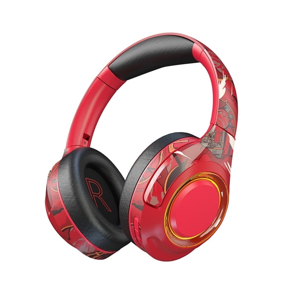 Matsuzay Inalámbrico Bluetooth-compatibilidad 5.1 Auriculares Estéreo Sonido Teléfono móvil portátil Manos libres Llamada Juego Auriculares Cables de audio/vídeo Rojo